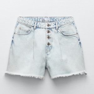 Zara High-Waist Denim Shorts with Darts